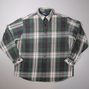 Polo Ralph Lauren Mens Large L Farrell Cotton Flannel Work Shirt Rugged Plaid